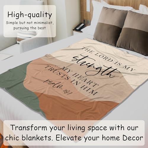 HIWX Boho Christian Blanket, the Lord is My Shepherd Bible Verse Abstract Mountain Throw Blanket for Home Bedroom Living Room Couch Bed Decor, Christian Gifts for Women, 50x60 Inches - color: Strength, size: 50“L x 60”W