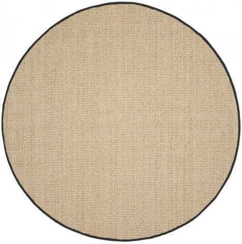 SAFAVIEH Area Rug 4' Round - Natural Fiber Collection - Natural & Black, Seagrass, Basketweave Pattern with Border (NF114C)