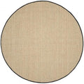 SAFAVIEH Area Rug 4' Round - Natural Fiber Collection - Natural & Black, Seagrass, Basketweave Pattern with Border (NF114C)