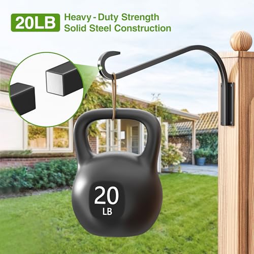 saffruff 16 Inch 2 Pack Plant Hangers for Indoor/Outdoor Wall Mount - Heavy Duty Hanging Plant Holder & Bird Feeder Hooks, Decorative Black Metal Wall Hangers for Plants, Flower Baskets - size: 16-inch 2-pack