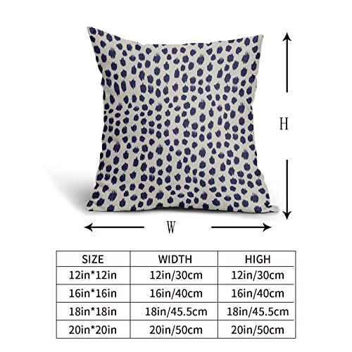 Polka Dot Pillow Covers 16x16 Set of 2 Stylish Navy Blue Cream Throw Pillows Boho Design Decorative Outdoor Modern Art Pillowcase Square Cushion Cover Linen Pillow Case for Home Sofa Couch Bed - color: Navy Dots, size: 16" x 16" (Pack of 2)