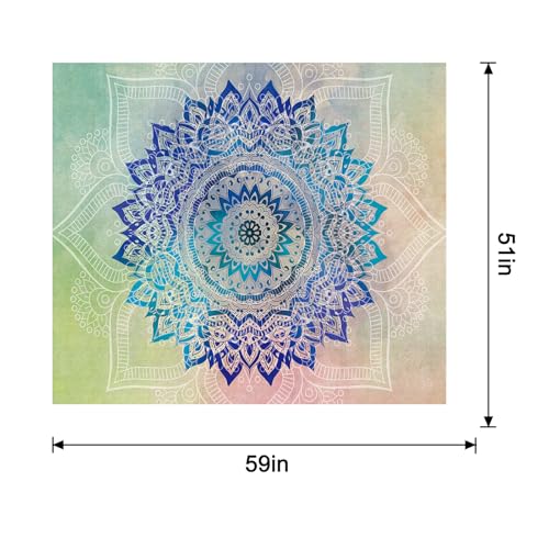 Bohemian Tapestry Large Mandala Wall Hanging Geometric Decorative Wall Art Colorful Wall Decor for Living Room - color: Kaleidoscope2, size: 59"L x 51"W