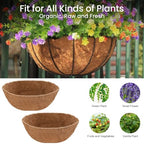 6 Pack 14in Coconut Fiber Liner for Plants Round Hanging Basket Liner Wall Planter Insert Replacement Coco Coir Liner for Window Box, Fence Flower Baskets Pot for Porch, Patio & Garden (6, 14 inch) - size: 14 inch