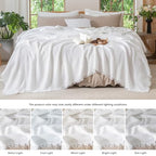 MooMee Muslin Blanket - 100% Cotton 4-Layer Gauze Throw Blanket with All-Around Fringe, Soft Breathable Lightweight Cooling Summer Blankets for Bed Couch (Bright White,Twin XL 66" x 90") - color: Bright White, size: Twin XL