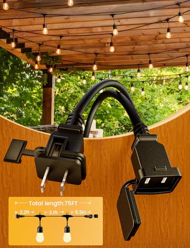 Svater Outdoor Led String Lights 75 FT, Patio Lights for Outside with 26pcs S14 Shatterproof Bulbs, IP65 Waterproof Commercial Grade Market Light, 1 Watt E26 Dimmable 2700K Warm White - size: 75FT