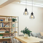 JHY DESIGN Hanging Lamp Black Battery Powered Decorative Pendant Lamp Metal Cage Battery Lamp with 6 Hours Timer for Bar Bedroom Garden Parties Patio Indoor Outdoor Living Room(Geometry) - size: 9.5 inches, Geometry