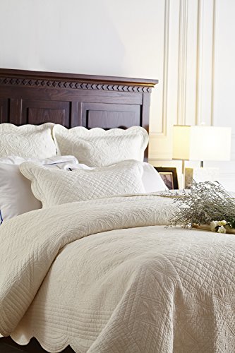 Sage Garden Luxury Pure Cotton Quilted Standard Pillow Sham 20'' x 26'', Ivory - color: Ivory, size: Standard