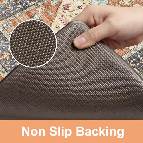 KIMODE Anti Fatigue Kitchen Mat for Floor, Boho Orange Kitchen Rugs Sets of 2, Cushioned Kitchen Floor Mats, Fall Kitchen Rugs Non Slip for Halloween Sink Laundry Desk Home 17"x47"+17"x29" - color: Orange, size: 17.3" x 47 "+ 17.3" x 29 "--0.47 inches