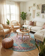 Rugs.com Fleur Collection Rug – 8' Round Light Blue Medium-Pile Rug Perfect for Kitchens, Dining Rooms - color: Light Blue 11, size: 8' (Round)