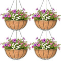 4 Pack Hanging Planter for Outdoor Plants 14 inch Metal Hanging Flower Basket with Coco Coir Liner Round Wire Plant Holder Chain Flower Pots Outdoor Garden Decoration Watering Hanging Baskets(XG) - size: 14" x 4 Pack, style: Watermelon