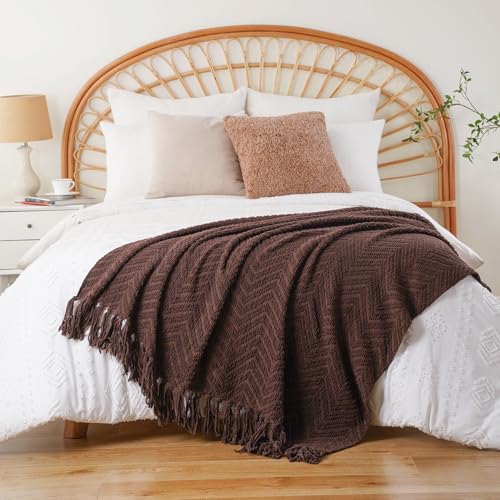 BATTILO HOME Dark Brown Throw Blanket for Couch, Knitted Brown Throw 50'' x 60'', Super Soft Cozy Warm Chocolate Throw for Living Room Chair Couch Bed Sofa Bedroom Home Decor - color: Dark Brown, size: 50"x60"