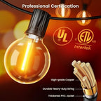 OHLUX Outdoor String Lights,110FT Dimmable Patio Lights with 58 Shatterproof 2200K LED G40 Bulbs(2 Spare),Waterproof Hanging Lights String for Outside Backyard Cafe Porch Deck Porch - size: 110FT