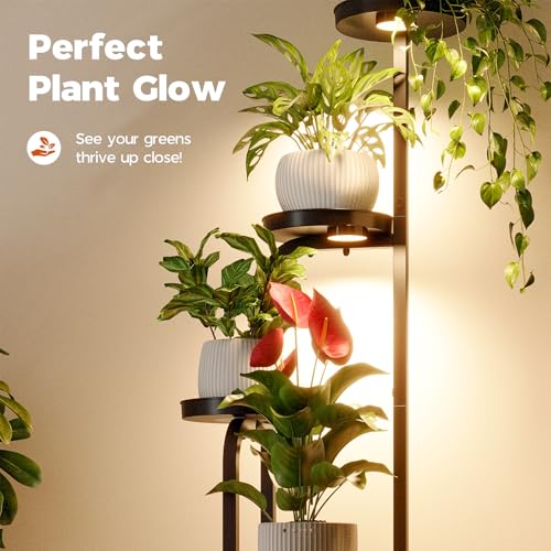 Bamworld Plant Stand with Grow Light, Corner Metal Flower Pot Stands for Multiple Plants, 4 Tier Heavy Duty Plant Shelf for Patio Garden Balcony Living Room Bedroom(Patent Design) - color: Grow Light, style: Spiral 4Tier