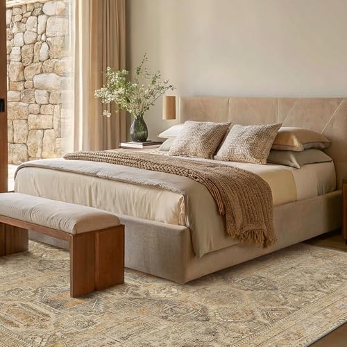 Bavni 2x3 Entryway Rug Bathroom Rugs for Front Door Bedroom Bathroom Kitchen, Washable Vintage Print Carpet, Ultra-Thin Chenille Lightweight Rug with Non Slip Backing, Wood - color: Apricot/Wood, size: 2' x 3' (Rectangular)