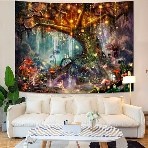 Spenlife Nature Tree Tapestry Mystical Forest Tapestry for Bedroom Aesthetic Tapastry's Wall Hanging Tapestries for Living Room Dorm Tree1 36×48 Inches - color: Blackish Blue, size: 48"L x 36"W