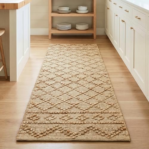 Homespice Nira Brown Diamond Jute Runner Rug 2x6' - Thick & Firm Premium Handmade Geometric Runner Rug for Hallway and Kitchen, Lays Flat, Won't Fray or Shed, Diamond Trellis Pattern - color: Nira, size: 2' x 6' (Rectangular)