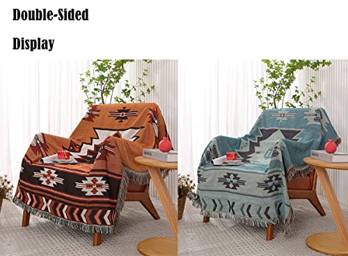 Hopstar Aztec Throw Blanket Navajo Indian Blankets and Throws Boho Western Decor Couch Cover Blanket for Bed Sofa Living Room Beach Travel 51"x63" - color: Brown, size: 51"x63"