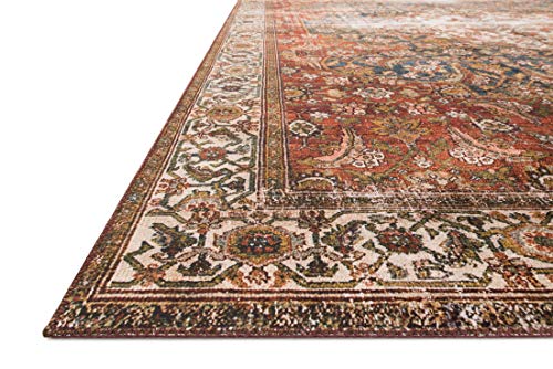 Loloi Layla Collection LAY-05 Ocean/Multi 2'-3" x 3'-9" .13" Thick Accent Rug, Soft, Durable, Vintage Inspired, Distressed, Low Pile, Non-Shedding, Easy Clean, Printed, Living Room Rug - color: Ocean / Multi, size: 2'3" x 3'9" (Rectangular)
