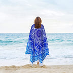 Large Microfiber Boho Mandala Beach Towel Round Bohemian Beach Blanket Hippie Indian Throw Blanket Beach Tapestry Sand Free Quick Dry Yoga Picnic Mat Wall Decor Circle Tablecloth Tassels,59'',Blue - color: Blue Mandala
