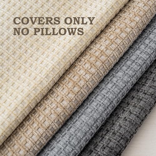 Pack of 4 Throw Pillow Covers 18x18 inch Beige Dark Gray Boho Cushion Covers Decorative Farmhouse Pillow Covers for Couch Bed Sofa Living Room Home Decor Soft Square Pillowcase - color: Beige/Dark Gray, size: 18" x 18" (Pack of 4)