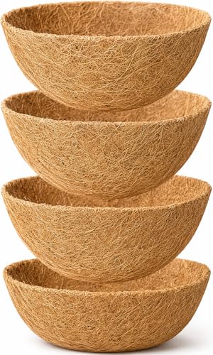 Y&M 4pcs 18inch Hanging Planter Basket Liner, 18" Round Coconut Fiber Liner, Coco Liner Pre-Formed Replacement for Outdoor Hanging Planter - color: 4pcs 18in Round