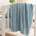 NTBAY 100% Pure Cotton Cable Knit Toddler Blanket, Super Soft Warm Breathable 30x40 Baby Blanket for Crib, Stroller, Nursery, Travel, Newborn, 30x40 Inches, Baby Blue - color: Baby Blue