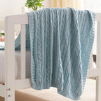 NTBAY 100% Pure Cotton Cable Knit Toddler Blanket, Super Soft Warm Breathable 30x40 Baby Blanket for Crib, Stroller, Nursery, Travel, Newborn, 30x40 Inches, Baby Blue - color: Baby Blue