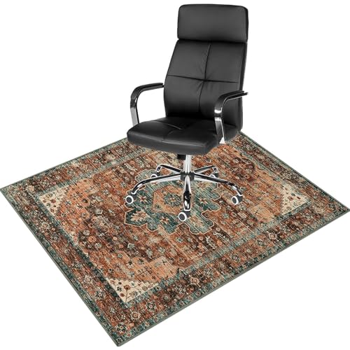 Washable Vintage Rug Area Rugs for Living Room Machine Washable Rug Boho Large Bedroom Rug Non Slip Low Pile Indoor Carpet Soft Non Shedding Stain Resistant Indoor Floor Thin Carpet