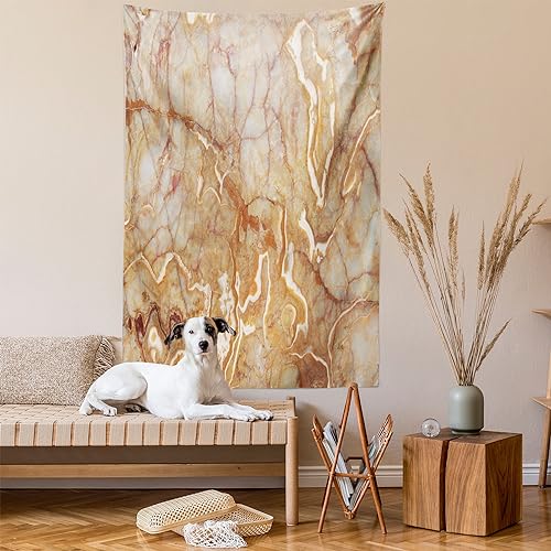 Ambesonne Marble Print Tapestry, Different Version of The Natura? Onyx Stone Background Curved Veins Digital Image Nude Tones Print, Wall Hanging for Bedroom Living Room Dorm Decor, 40" X 60", Orange - color: Orange, size: 60"L x 40"W
