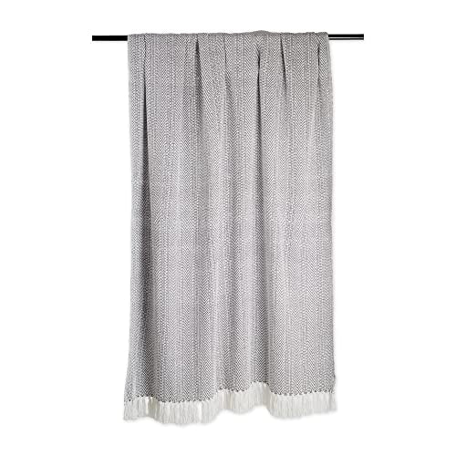 DII Herringbone Striped Collection Cotton Throw Blanket, 50x60, Gray - color: Gray, size: 50x60"