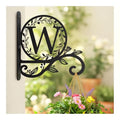 Personalized Metal Initial Letter W Plant Hanger Bracket, Decorative Wall Mount Hanging Plant Hook, Monogram Floral Leaf Garden Decor for Hanging Baskets, Bird Feeders, Lanterns, Wind Chimes - style: W
