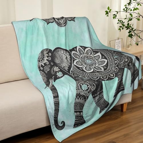 Elephant Throw Blanket Bohemia Mandala Warm Decor Soft Flannel Elephants Blanket Boho Elephant Gifts for Kids Boys Girls Men Women 40" X 50" - color: Boho Elephant, size: 40"X50"