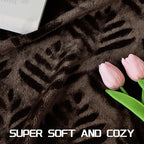 Exclusivo Mezcla Fleece Throw Blanket for Couch, Super Soft and Cozy Blankets All Season Use, Leaves Pattern, Plush Fuzzy Lightweight, Coffee, 50x60 Inch - color: Coffee, size: Throw(50"x60")