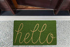 DII Hello Coir Fiber Doormat Non-Slip Durable Outdoor/Indoor, Pet Friendly, 18x30, Green Apple - color: Green Apple