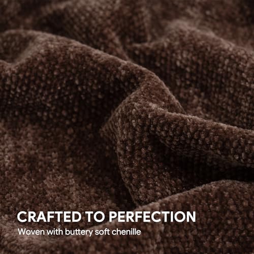 RECYCO Throw Blanket Soft Cozy Chenille Throw Blanket with Fringe Tassel for Couch Sofa Chair Bed Living Room Gift (Brown, 60'' x 80'') - color: Brown, size: 60'' X 80''