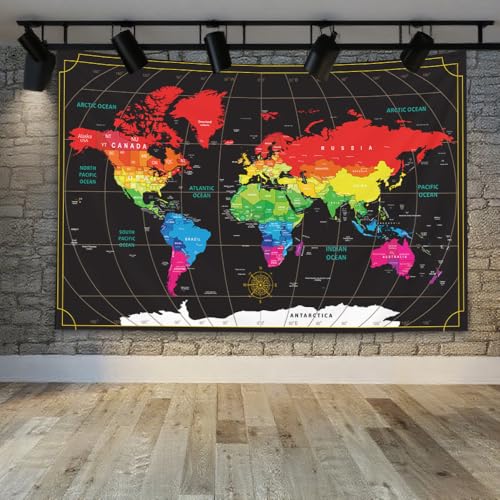 CAPSCEOLL Map Wall Art, Tapestry Wall Decor Tasperty - Toque Guest Room and Dinning Room - 60X60 Inches, Black Red - color: Black Red, size: 60"L x 60"W