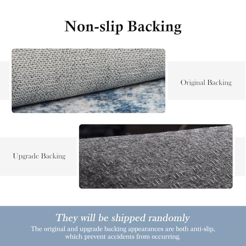 8x10 Washable Area Rug for Living Room, Large Blue Boho Area Rug, Soft Low Pile Non Slip Carpet, Floral Print Mat for Bedroom, Dinning Room,Playroom, Nursery Farmhouse Indoor-Blue/Gray - color: Blue/Grey, size: 8' x 10' (Rectangular)