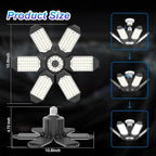 6 Pack 220W Garage Light Ceiling Led Deformable LED Shop Lights for Workshop E26 E27 Screw in Garage - size: 6 PACK