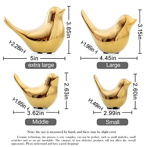 Notakia Small Birds Statues Home Decor Modern Style Decorative Ornaments for Living Room, Bedroom, Office Desktop, Cabinets (4Pcs Gold Birds) - color: 4pcs Gold Birds