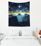 EMMTEEY Fantasy Tapestry Mountains under Starry Sky 50X60 Inch Vertical Tapestry Wall Art Hanging Tapetries for Bedroom Living Room Dorm Décor