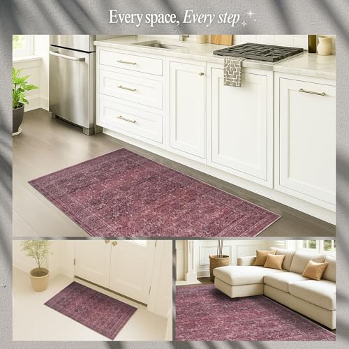 Fame Rugs Modern Oushak Rug 2'5x5, Vintage Turkish Brown Washable Foldable Oriental Antique Inspired Area Rugs, Luxury Living Room Bedroom (383BB, 2'5 x 5') - color: 395rr, size: 2'6" x 5' (Rectangular)