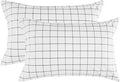 Nanko Grid Bed Pillow Case Set (2 Pack), White Grid Plaid Geometric Pattern Printed Pillowcases/Pillow Shams for Modern Duvet Cover/Bed Sheets Set- 20x30 inch Standard Queen Size