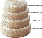 HUAWELL Japanese Style Handcrafted Eco-Friendly Breathable Padded Knitted Straw Flat Seat Cushion, Hand Woven Tatami Cushion Best for Zen, Yoga Practice or Buddha Meditation (15.8)
