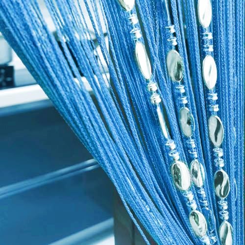 ave split 100cmX200cm Decorative Door String Curtain Beads Wall Panel Fringe Window Room Divider Blind for Wedding Coffee House Parts Door Divider Beads Tassel Screen Decoration (Sky Blue 25) - color: Sky Blue 25