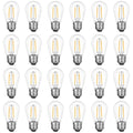 VISTERLITE 24 Pack Dimmable Shatterproof S14 LED Replacement Outdoor String Light Bulbs, 2200K 2W Plastic LED E26 Medium Screw Base Edison Bulbs Equivalent to 11-25 watt - size: 24 Count (Pack of 1)
