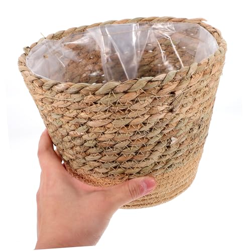 Totority Large Woven Straw Flower Basket Rustic Decorative Planter for Indoor Plants Living Office Home Decor Natural Weaving Basket for Flower Pots and Succulent Arrangement