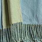 EP Mode Reversible Fringed Mulberry Silk Throw Blanket for Sofa (Crystal Blue/Lime) - color: Crystal Blue/ Lime