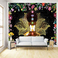 Ine Ive African Chakra Tapestry African American Woman Zen Meditation Tapestries100x90 Inch Starry Sky Flower Garden Inspirational Afro Yoga Wall Art for Bedroom Dorm Decor - size: 100"L x 90"W