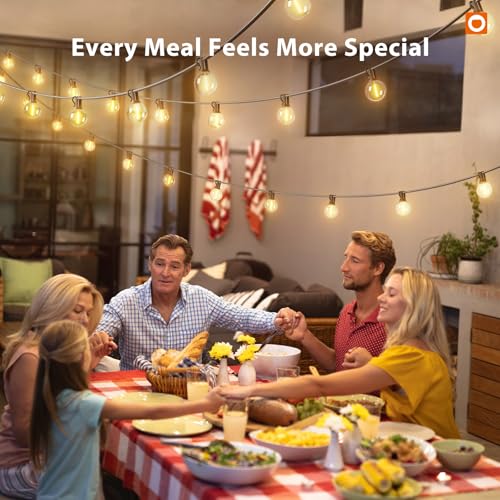 addlon Outdoor String Lights 50FT G40 with Remote, 27 LED Shatterproof Bulbs, Dimmable Patio Globe Lights Waterproof, Hanging Outside Lighting for Backyard, Garden, Deck, Balcony, Porch, Café, Decor - size: 50FT(25 Sockets)