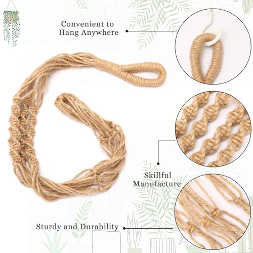 Augshy 27 Inch Macrame Plant Hanger, 2 Packs Plant Hangers with Hooks, Hanging Planter for Indoor Plants Decorative Macrame Pot Hanger for Home Decor - color: Brown, size: 27 Inches